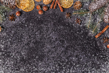 Christmas dark stone background.