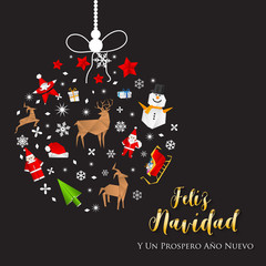 Spanish Christmas and Happy New Year greeting card