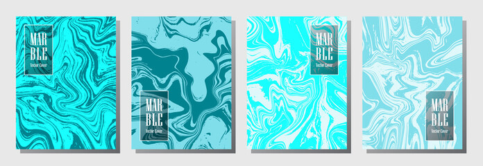 Marble journal layouts set. Pattern for binder template, corporate flyers. Annual report cover fluid layouts set. Flyer, presentation, report, journal, binder vectors, title place.