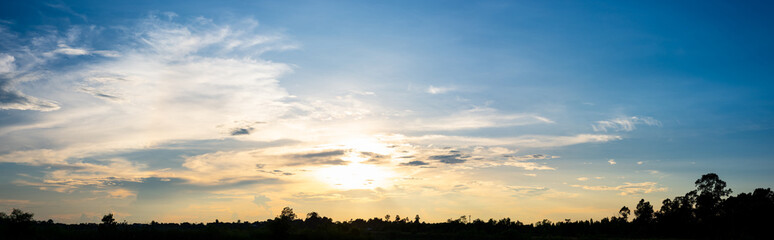 Fototapeta na wymiar Panoramic view sunset sky background