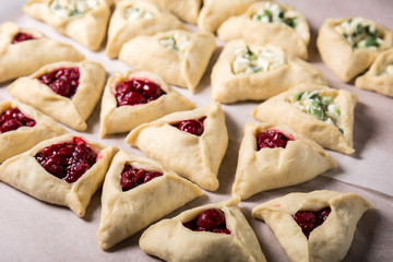 homemade pies with cherries and eggs