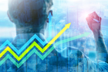 Financial growth arrows graph. Investment and trading concept.