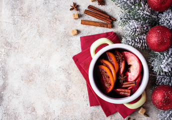Cooking Christmas hot mulled wine
