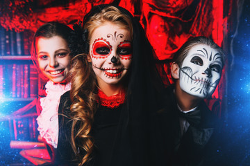 cheerful kids at halloween