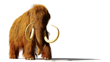 Naklejka premium mamut włochaty, prehistoryczny ssak izolowany z cieniem na białym tle (renderowanie 3d)