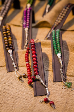 Colorful Rosary or Prayer Beads in Gift Shop