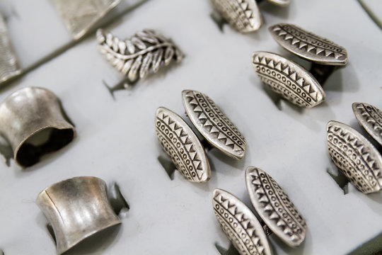 Handcrafted Multicolored Natural Stone and Metal Rings