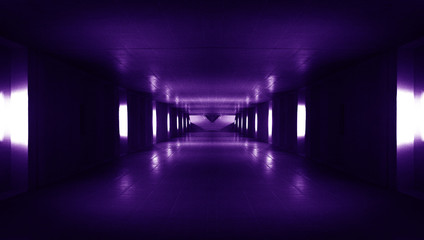 Spaceship corridor. Futuristic tunnel with light. Of Empty Sci Fi Futuristic Dark Room With Light Blue Lights