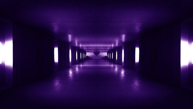 Spaceship corridor. Futuristic tunnel with light. Of Empty Sci Fi Futuristic Dark Room With Light Blue Lights