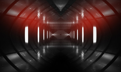 Spaceship corridor. Futuristic tunnel with light. Of Empty Sci Fi Futuristic Dark Room With Light...