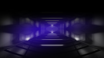 Spaceship corridor. Futuristic tunnel with light. Of Empty Sci Fi Futuristic Dark Room With Light Blue Lights