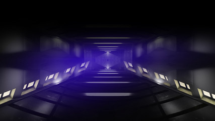 Spaceship corridor. Futuristic tunnel with light. Of Empty Sci Fi Futuristic Dark Room With Light...