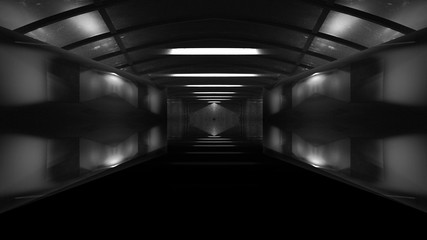 Spaceship corridor. Futuristic tunnel with light. Of Empty Sci Fi Futuristic Dark Room With Light...