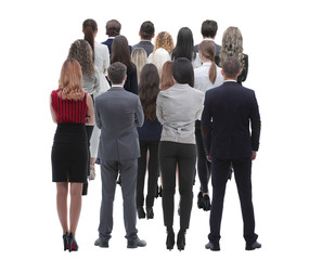 Back view group of business people. Rear view. Isolated over white background.