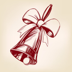 bell with bow hand drawn vector illustration sketch