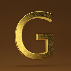 3D render Illustration. golden capital letter - G.