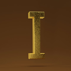 3D render Illustration. golden capital letter - I.
