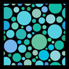 light green circle. Chaotic pattern round. colorful graphic dots or drops. on black background.