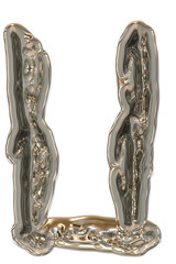 U letter of the alphabet, made of liquid metal. © Ilia Shcherbakov