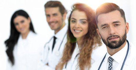 therapist and colleagues isolated on white