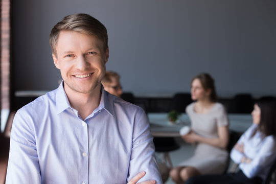 Middle Aged Smiling Company Ceo, Happy Team Leader Or Successful Business Man Looking At Camera Posing In Office, Happy Professional Manager, Confident Coach Or Friendly Male Boss Headshot Portrait