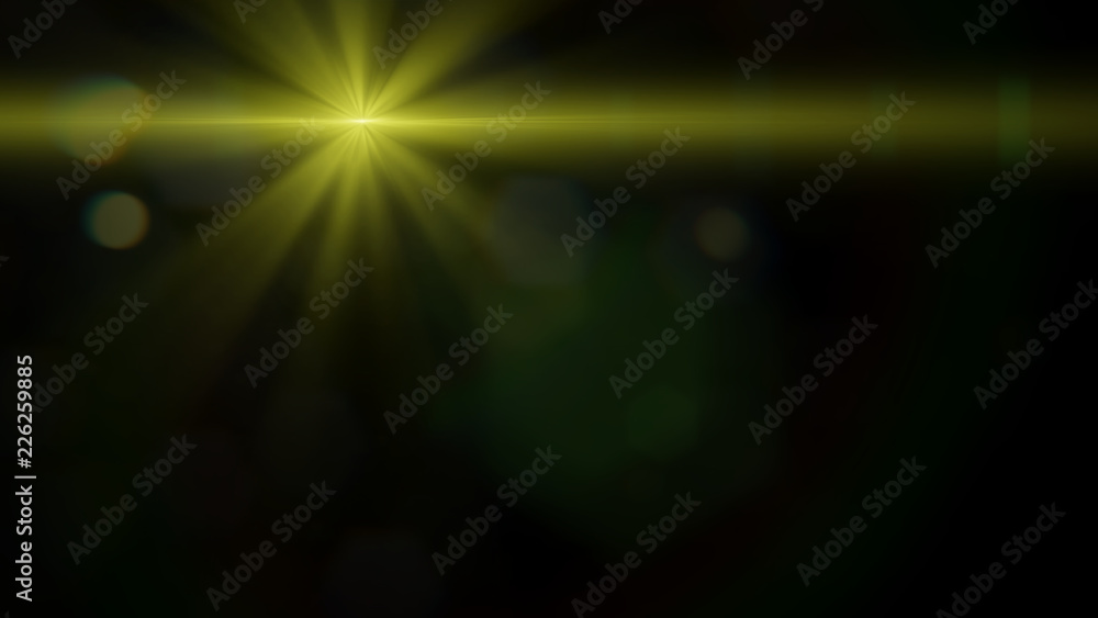 Wall mural beautiful golden lens flare effect overlay texture with bokeh effect and anamorphic light streak in 