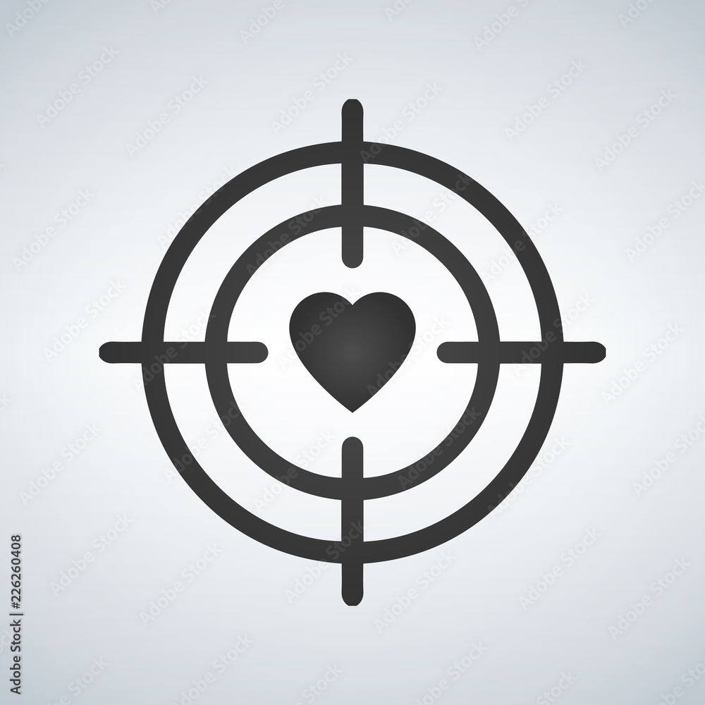 Poster heart in target aim line icon. love dating symbol. valentines day sign. quality design element.. vec