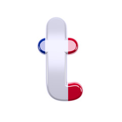 French flag letter T - Lower-case 3d France font - France, Paris or patriotism concept