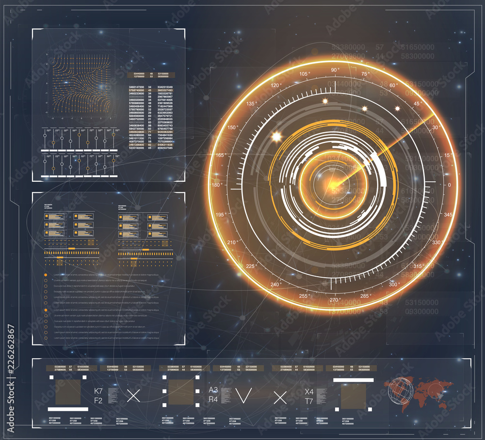Aufkleber hud. hud for concept design. radar simple vector. abstract bright simple tech vector background. fut