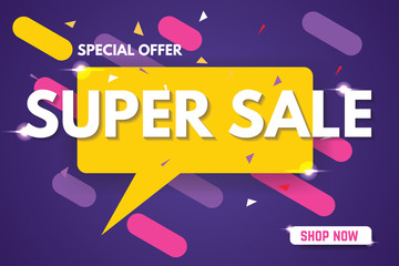 Super Sale Banner Template. Sale Banner Design. Abstract Sale Banner.