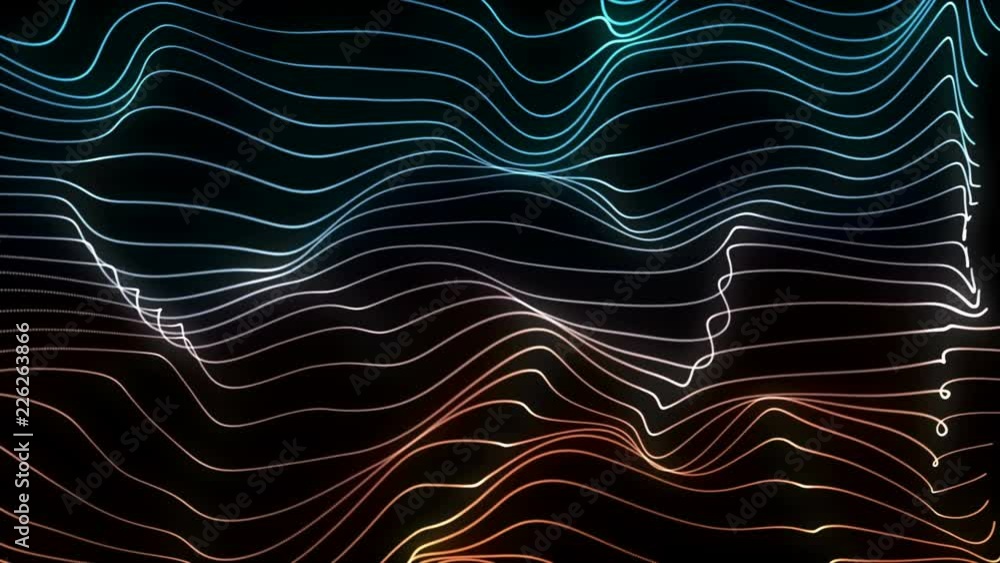 Aufkleber abstract loopable blue and red cg motion waving dots texture with glowing defocused particles. cyber