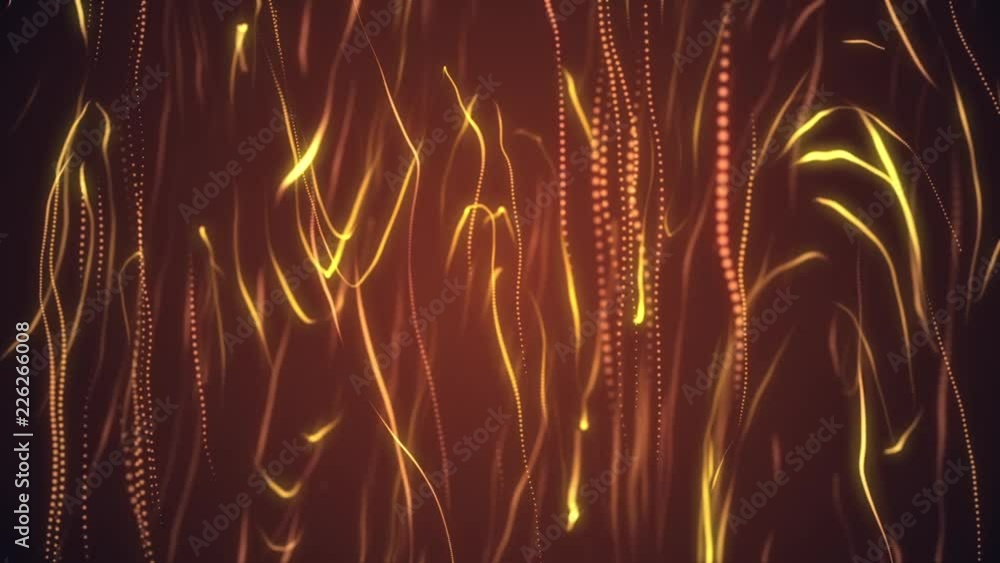 Poster 4k abstract festive gold motion background with defocused round bokeh lights. golden particle shine.