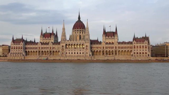4K footage of the Houses of Parliament in Budapest, Hungary, at sunset