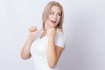 beautiful excited young smiling woman