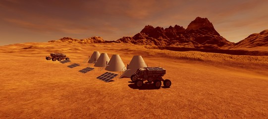 Extremely detailed and realistic high resolution 3d illustration of a martian colony © Sasa Kadrijevic