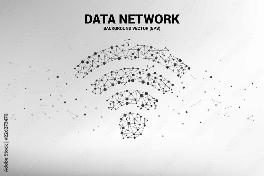 Poster Vector Polygon line connect mobile data icon signage. Concept for mobile and wi-fi data network.