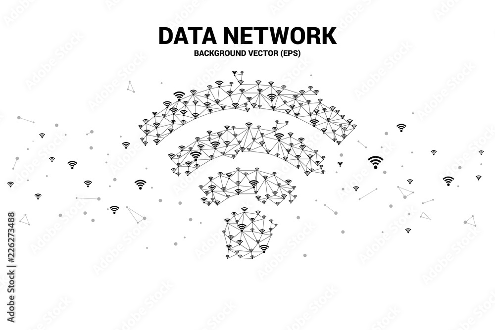 Poster Vector Polygon line connect mobile data icon signage. Concept for mobile and wi-fi data network.
