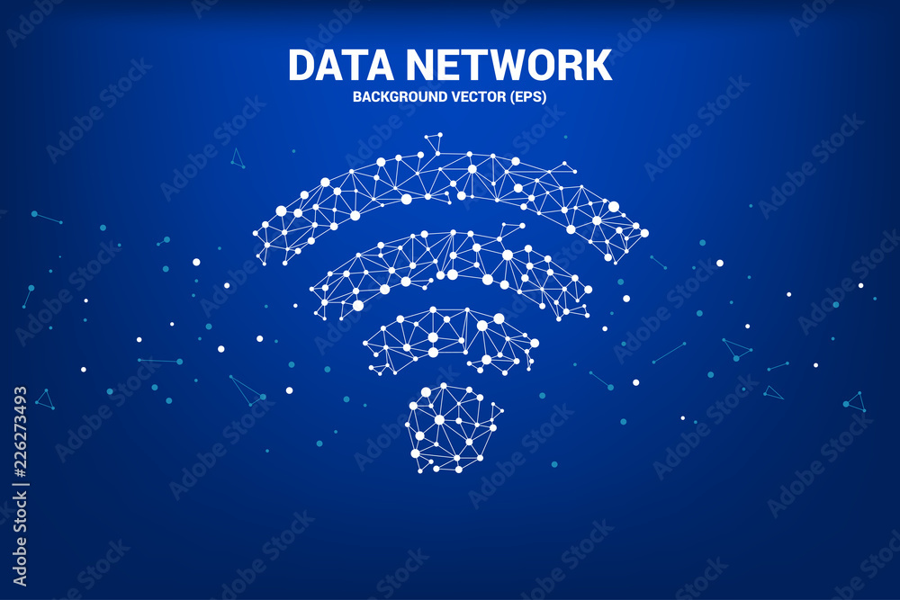 Poster Vector Polygon line connect mobile data icon signage. Concept for mobile and wi-fi data network.