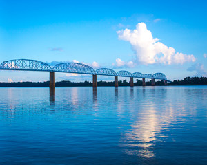 Blue highway bridge