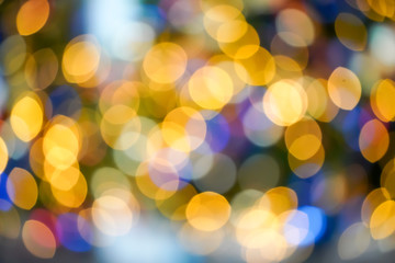 Colourful & Beautiful Blurry circle bokeh, out of focus background in the Christmas concept and theme.