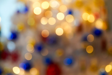 Colourful & Beautiful Blurry circle bokeh, out of focus background in the Christmas concept and theme.