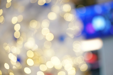 Colourful & Beautiful Blurry circle bokeh, out of focus background in the Christmas concept and theme.