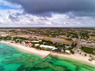 Aerial view of the beach with turquoise water on Grand Turk Caribbean Island