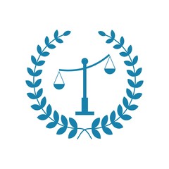 Justice scales lawyer logo, Scales of Justice sign icon. Court of law symbol, Abstract graphic icon, logo design template, symbol for company.