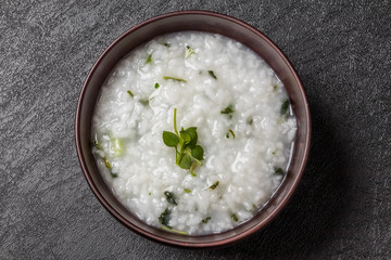 山菜粥　七草粥　Wild grass porridge Japanese food
