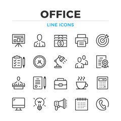 Office line icons set. Modern outline elements, graphic design concepts, simple symbols collection. Vector line icons