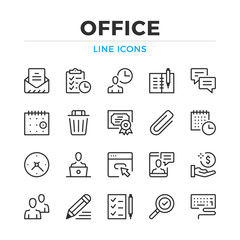 Office line icons set. Modern outline elements, graphic design concepts, simple symbols collection. Vector line icons