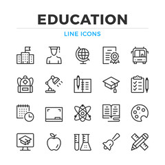 Education line icons set. Modern outline elements, graphic design concepts, simple symbols collection. Vector line icons