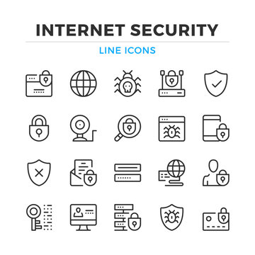 Internet security line icons set. Modern outline elements, graphic design concepts, simple symbols collection. Vector line icons