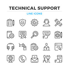 Technical support line icons set. Modern outline elements, graphic design concepts, simple symbols collection. Vector line icons